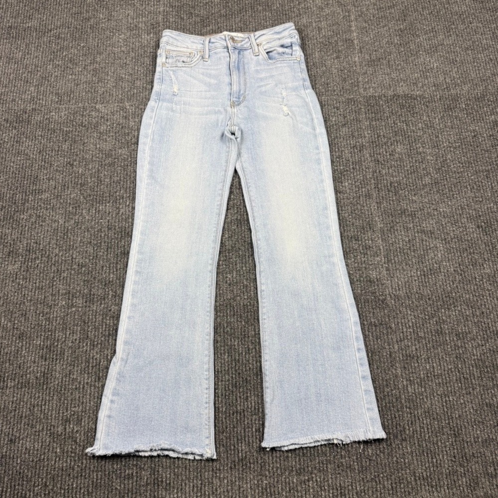 Just Black Denim Womens High Rise Flare Jeans Light Wash Distressed BP370J 24